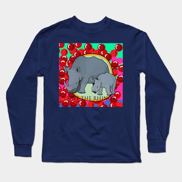 Save the Rhinos Long Sleeve T-Shirt by momomoma